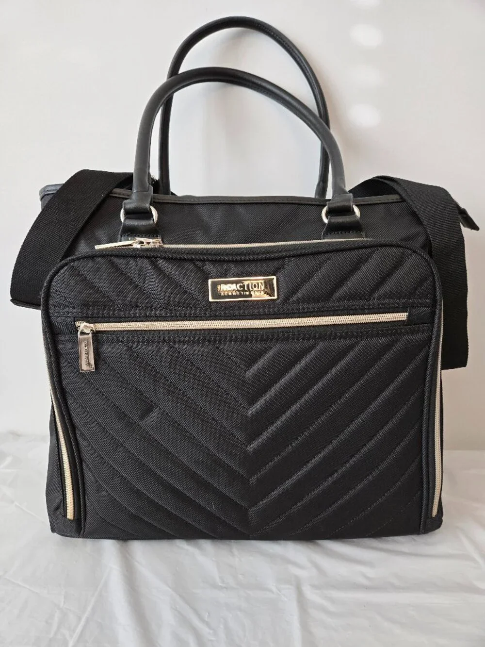 Reaction Kenneth Cole Black Laptop Bag Work Tote Briefcase Shoulder Strap Unisex